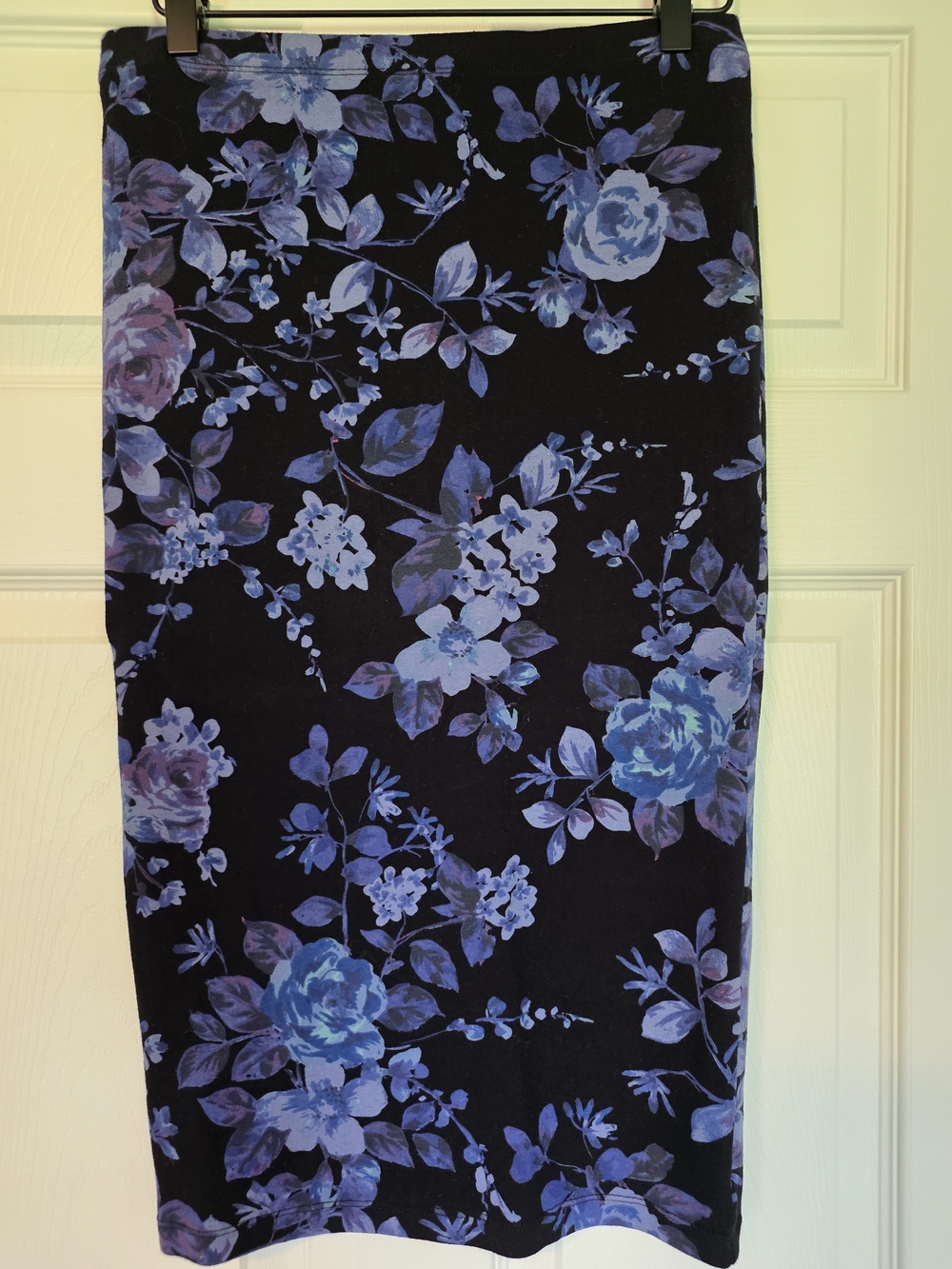 Express Floral Midi Skirt in Blue and Black